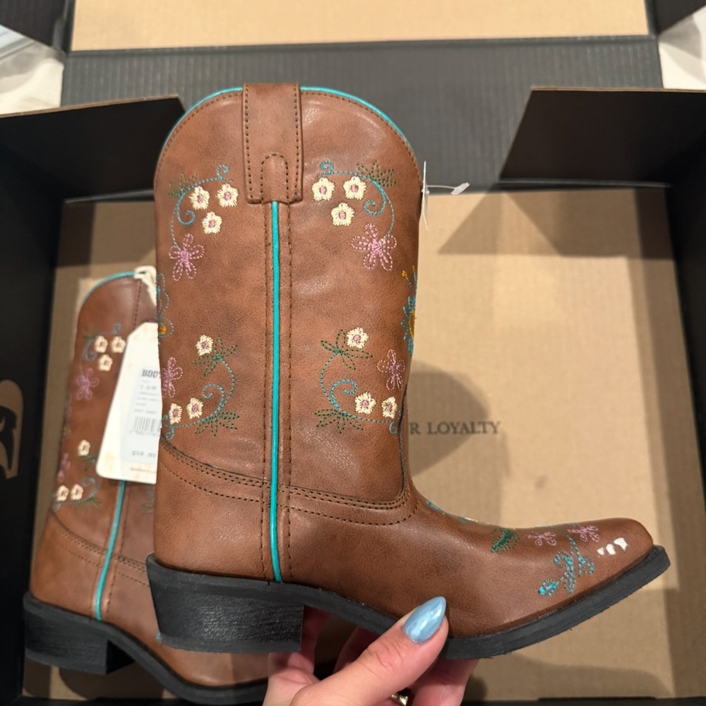 Brand New Brown Floral Kids Boots